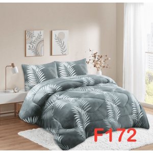 Mundo Shopping - Cobertor Plush Con Chiporro 2 Plazas Color Gris Con Diseño Plumas