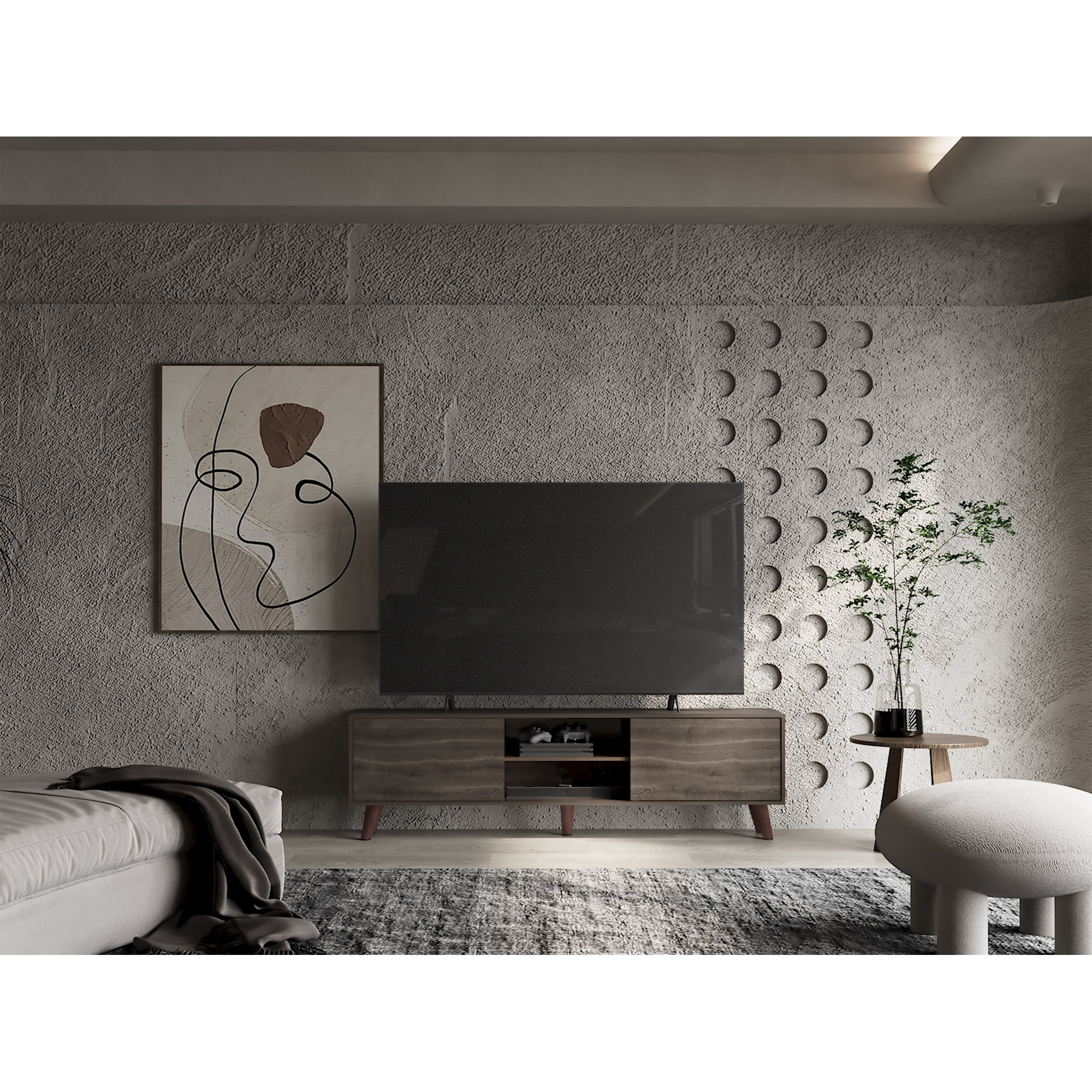 Tuhome - Rack Tv 70" Cincinatti 2 Puertas Coñac