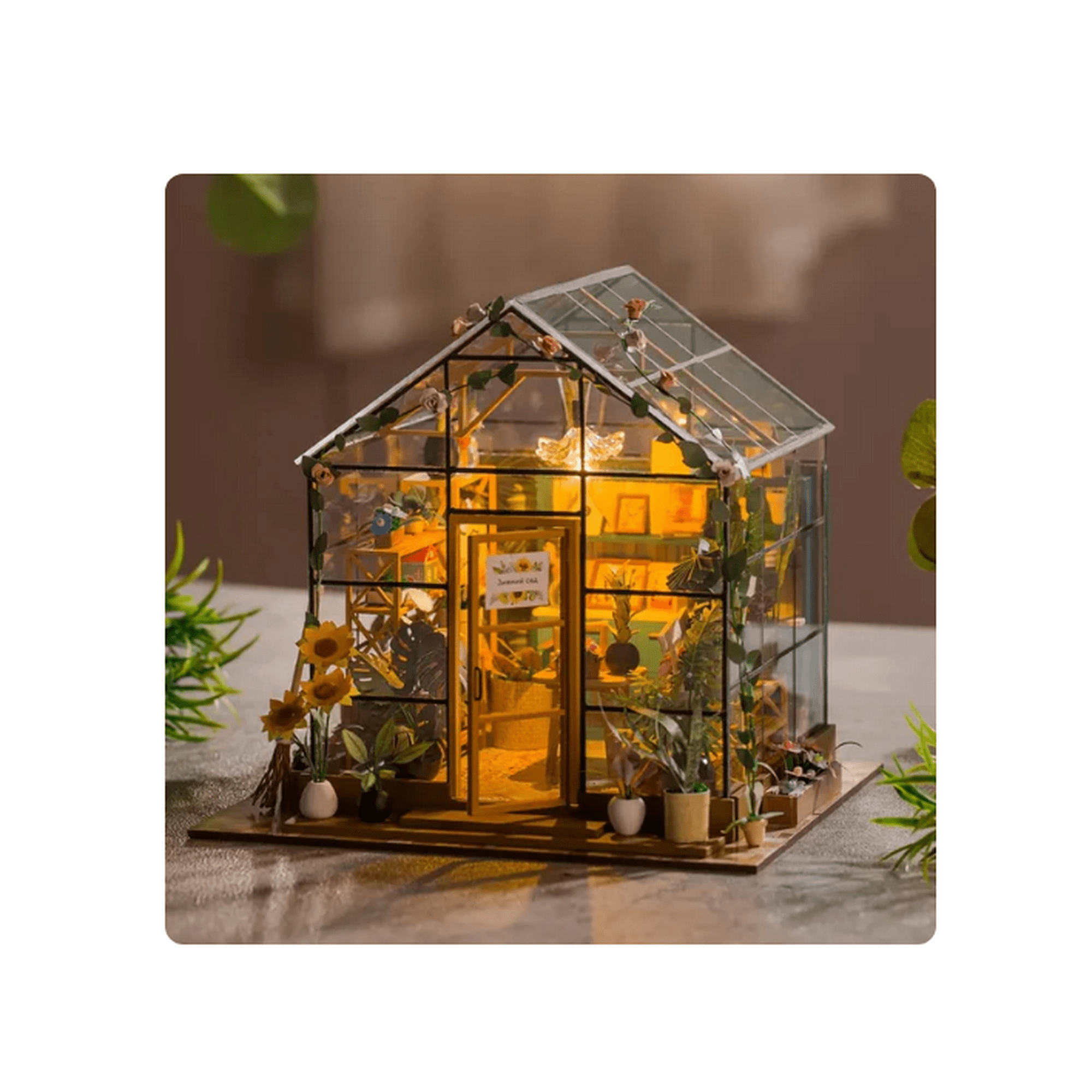 China - Casa Miniatura Diy “invernadero De Cristal” – Jardín Interior Con Luces Led Pc2306