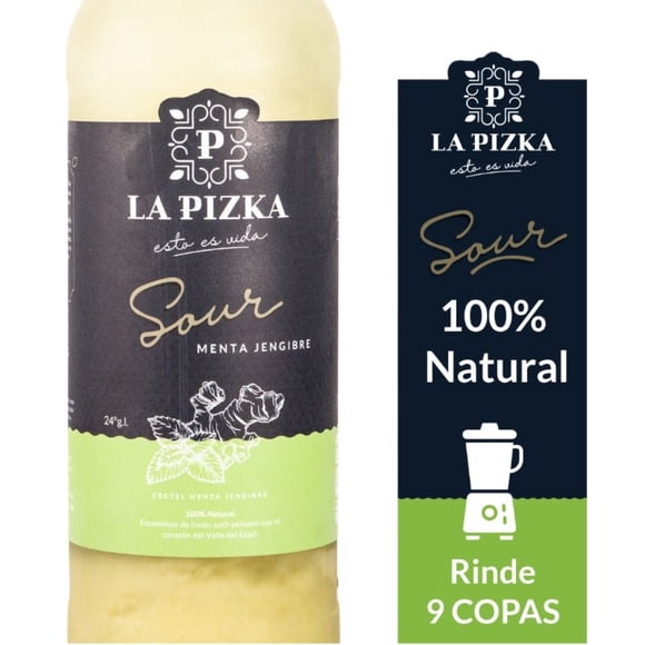 Cóctel Pisco Sour La Pizka Menta Jengibre Botella, 1 L