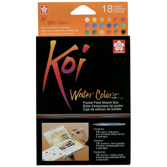 Set de Acuarelas Koi 18 Pastillas con Pincel de Agua