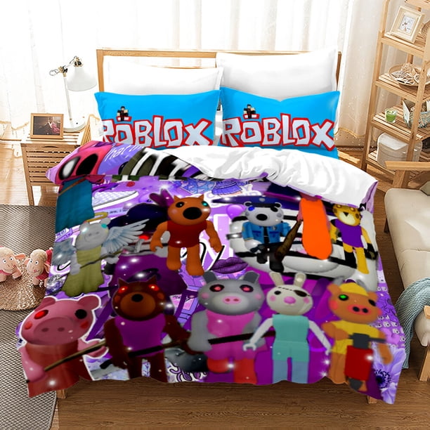Kids Roblox bedding duvet quilt cover + pillowcase bedding set 3-Piece Bedding Set (1 Duvet Cover + 2 Pillow Shams)