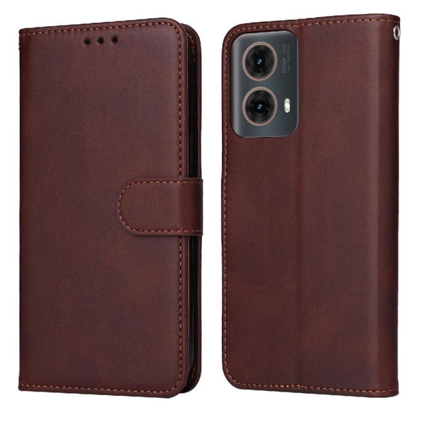 Funda Billetera para Motorola Moto G85 5G con Porta Tarjetas y Soporte Ajustable Marrón