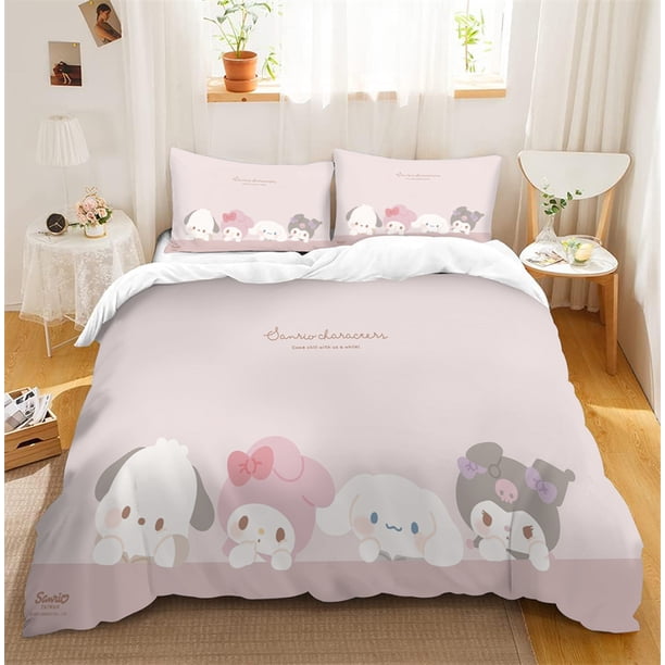 v2583 Bed Sheets Cute Cinnamoroll Bedding Sets Comforter Cover Bed Cover Duvet Cover Pillow Case - Pieces Sets Kids Adult Size 3-Piece Bedding Set (1 Duvet Cover + 2 Pillow Shams) Bed Sheets ju2583