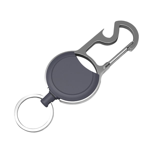 Llavero Clip antipérdida de alta resistencia Gancho reutilizable Cuerda telescópica Llavero retráctil de alambre de metal para picnic Hogar Senderismo negro