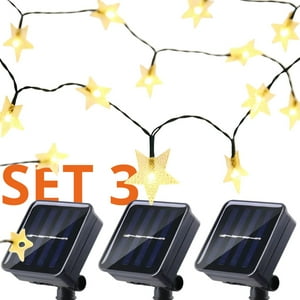 Genérico - Set 3 Guirnaldas Solar Estrellas Calida Decoracion 5 Metros