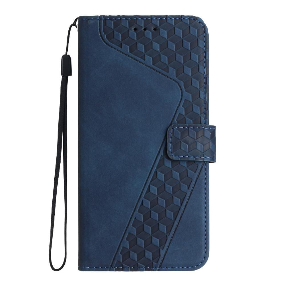 Foxdock - Funda Tipo Cartera Para Honor 300 Con Tarjetero, Bolsillo Para Billetes, Soporte, Cierre Magnético Y Correa Para La Muñeca, Funda Tipo Folio Con Textura Geométrica Azul