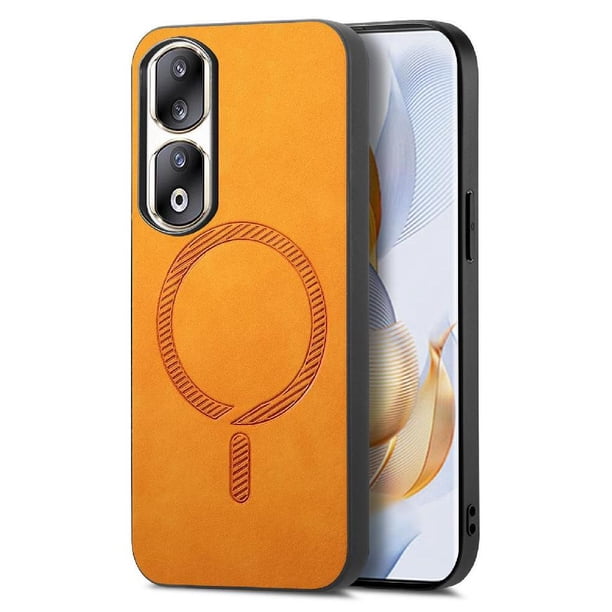 Magnetic Slim Case for Honor 90 Pro 5G with Camera Guard & Anti-Scratch Back Yellow