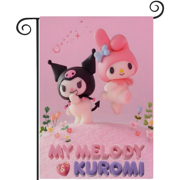 My Melody-bandera de jardín temática. Regalo perfecto para fans, amigos y familiares, ideal para actividades al aire libre y decoración de fiestas.28CM*45CM