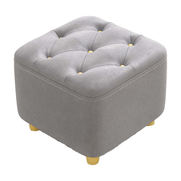 Reposapiés pequeño, asiento acolchado resistente, almohadillas silenciosas para el suelo, taburete otomano, reposapiés para apartamento, hogar, sofá, gris