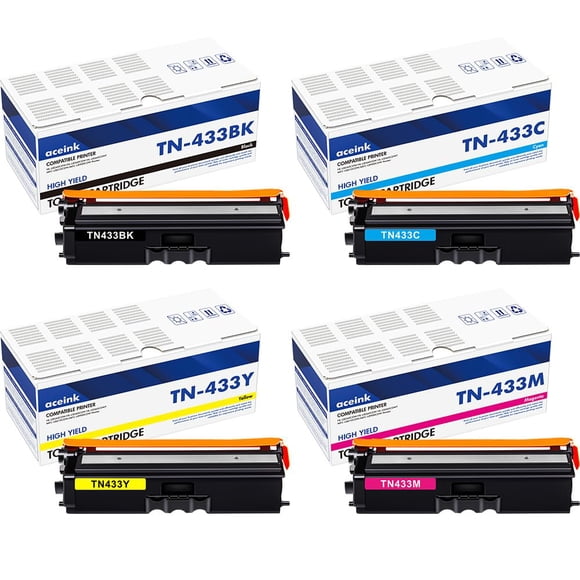 Paquete de 4 cartuchos de tóner TN433 TN-433 de alto rendimiento para Brother