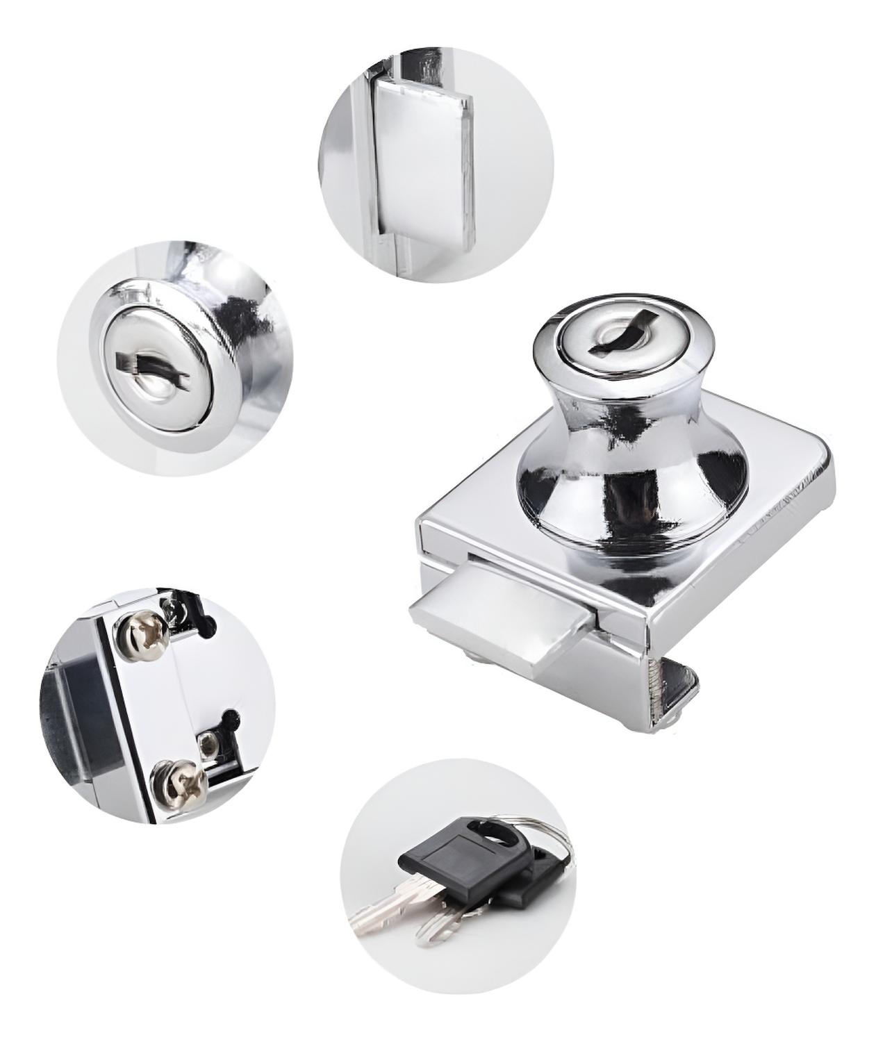 Genérica - Cerradura Vidrio Templado Segura Y Resistente Muebles Plateado