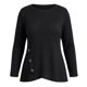 thumbnail image 5 of GRACIA Y GRANDEZA Blusas de Mujer Tallas Grandes con Botones, Dobladillo Cruzado, Cuello Redondo, Manga Larga, Texturizadas para Otoño e Invierno, Talla 3X, Negro, 5 of 7