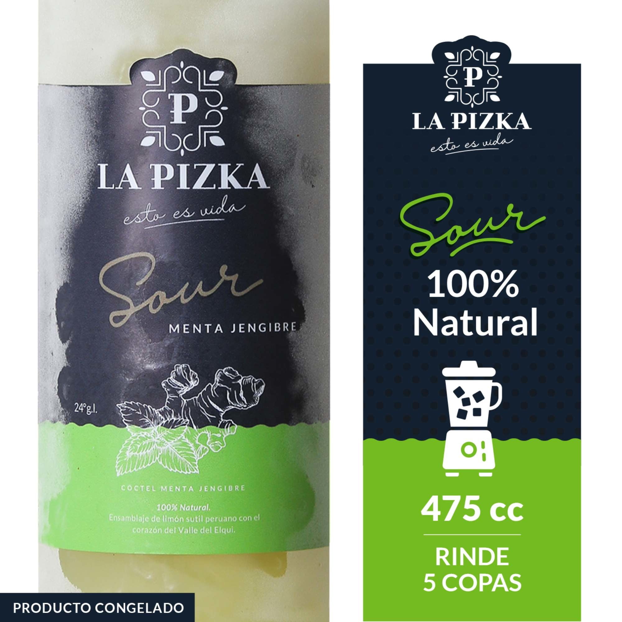 Cóctel Pisco Sour Menta Jengibre 19° Botella 475 ml La Pizka