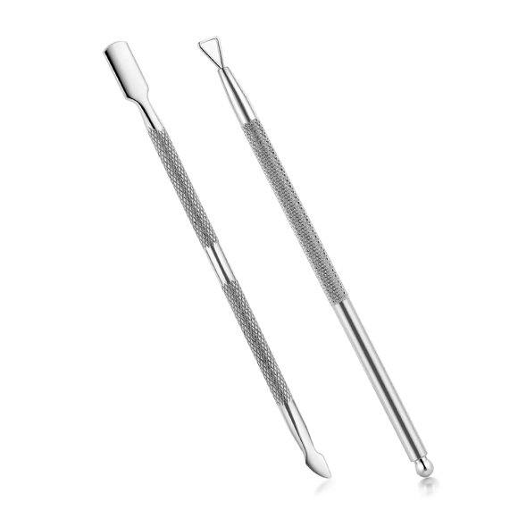 Juego de 2 piezas de empujador de cutículas YINYIN de acero inoxidable