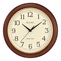 Reloj De Pared Bulova Atomic Time 2 C5004 Con Marco De Madera De 12,4 Cm