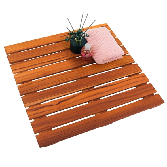 Alfombra de ducha VaeFae de teca antideslizante para spa de lujo, 50 x 50 cm