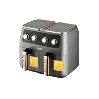 Genérico - Freidora De Aire Doble Cesta 6L + 6L, Air Fryer, Color Negro