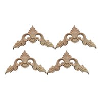 Magideal - 4X Apliques De Madera Para Esquinas, Adornos Sin Pintar, Diseño De Flores, Marco Diy, Apliques De Madera Para Espejo, Armario, Armario, Cajón De Pared 8Cmx8Cmx0.8Cm
