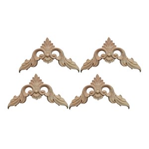 Magideal - 4X Apliques De Madera Para Esquinas, Adornos Sin Pintar, Diseño De Flores, Marco Diy, Apliques De Madera Para Espejo, Armario, Armario, Cajón De Pared 8Cmx8Cmx0.8Cm