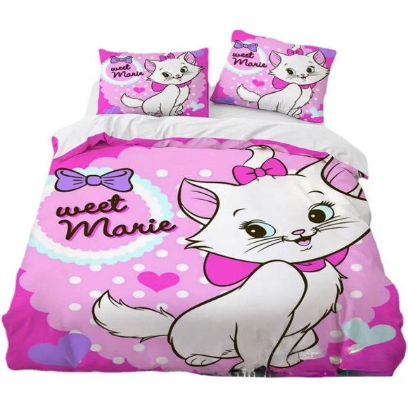 x483 Bed SheetsLovely Like Marie Duvet Cover Set and Pillowscase,The Aristocats Bedding Set with Zipper for Girl bedroom Gift 3-Piece Bedding Set (1 Duvet Cover + 2 Pillow Shams) nj483