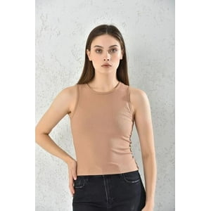 Home Fashion - Polera Musculosa Mujer Cafe Sin Mangas Talla S