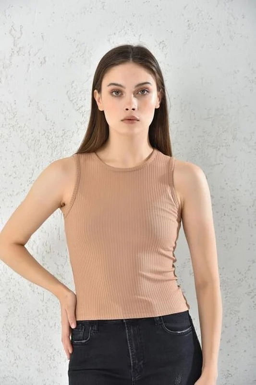 Home Fashion - Polera Musculosa Mujer Cafe Sin Mangas Talla S