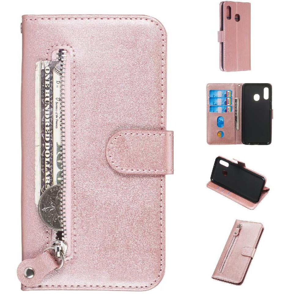 Gangxun - Funda Con Cremallera Para Samsung Galaxy A20e, Carcasa Cartera De Cuero Pu Con Soporte Y Tarjetero
