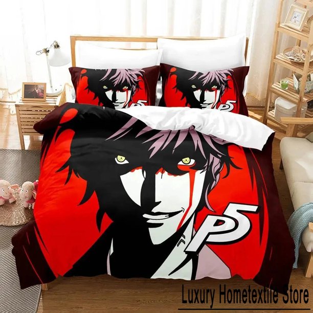 ing Game Persona 5 Bedding Set three-piece set Adult Kid Bedroom Duvet cover Sets Birthday Home Textiles Bed Sheets