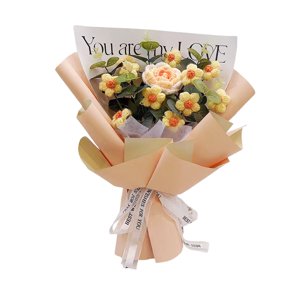 Magideal - Ramo De Flores De Crochet De Arreglos Florales, Creatividad, Fotografía -Propiedades, Decoración Residencial Decoración De Tejido De Tejido Regalo De Naranja