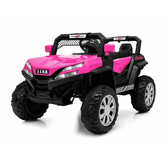 Auto Montable Eléctrico Infantil Buggy 12v Control Remoto Little Monkey Usb Música 2 Motores Luces Rosa