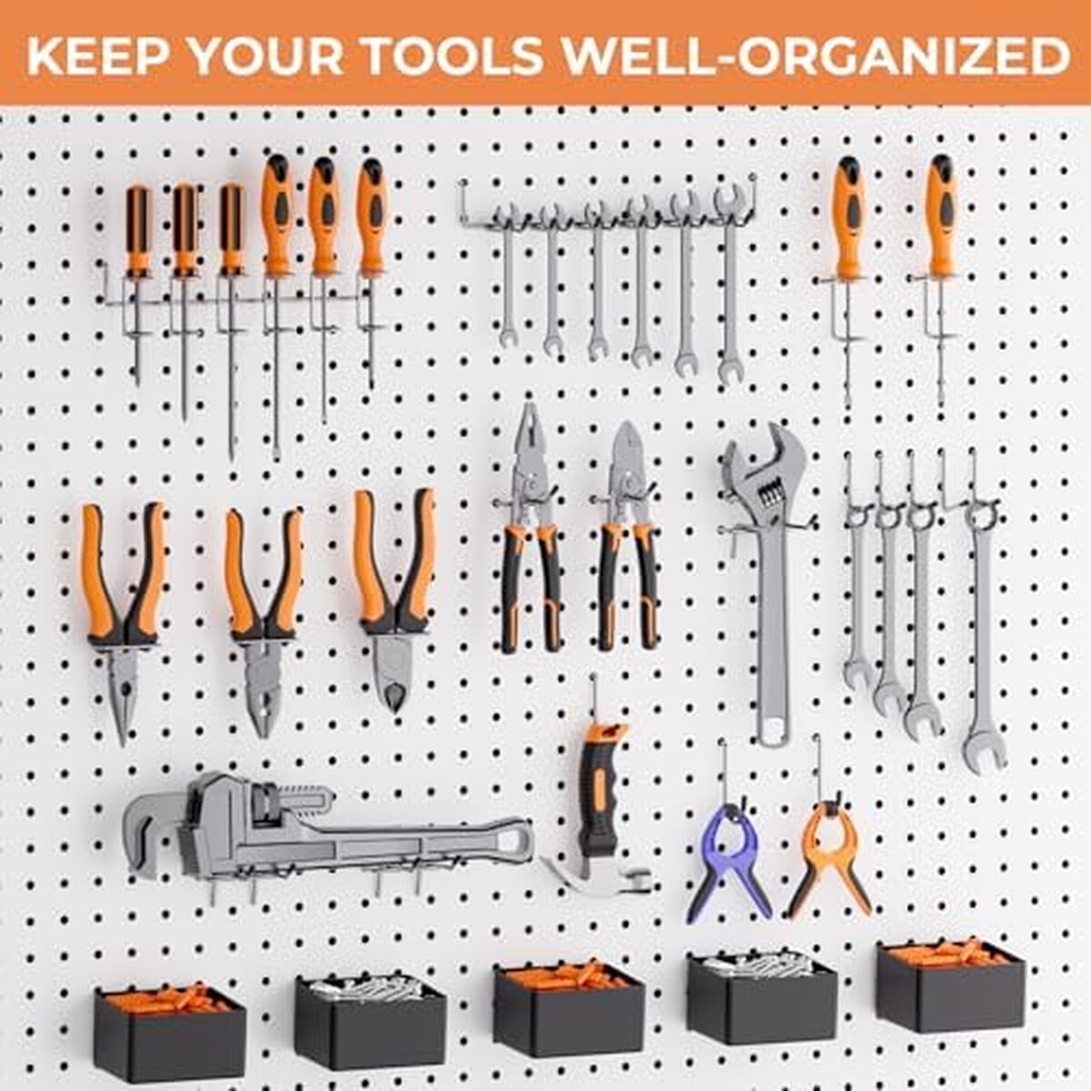 Kit Accesorios Pegboard Incly 320pcs Ganchos Organizadores