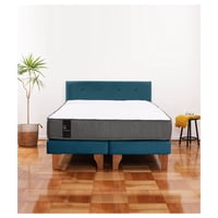 Latam Home - Cama Europea Zen Best 2 Plazas Colchon Resortes Base Dividida + Respaldo Tela Azul