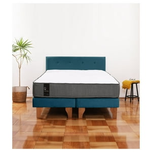 Latam Home - Cama Europea Zen Best Tela Velvet Azul 2 Plazas + Respaldo