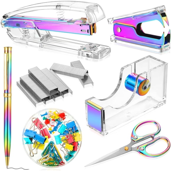 Set de Oficina Outus Outus20 de Acrílico Rainbow con 1000 Grapas