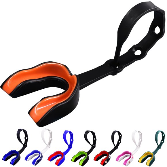 Protector bucal Oral Mart con correa para jóvenes negro/naranja