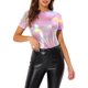 thumbnail image 1 of INSPIRE CHIC Blusas de Fiesta Brillantes de Manga Corta con Textura Metálica para Mujer S NINGUNO16, 1 of 6