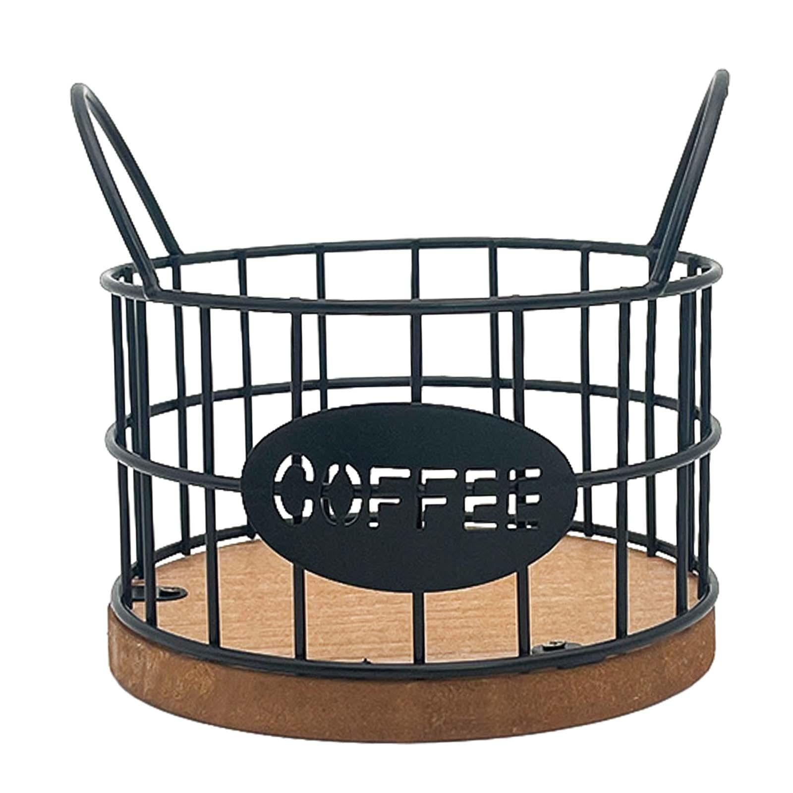 Magideal - Soporte Para Cápsulas De Café, Contenedor De Cápsulas De Café De Metal Con Doble Asa, Organizador, Cesta Para Cápsulas De Café Para Cafeterías, Cocina Negro