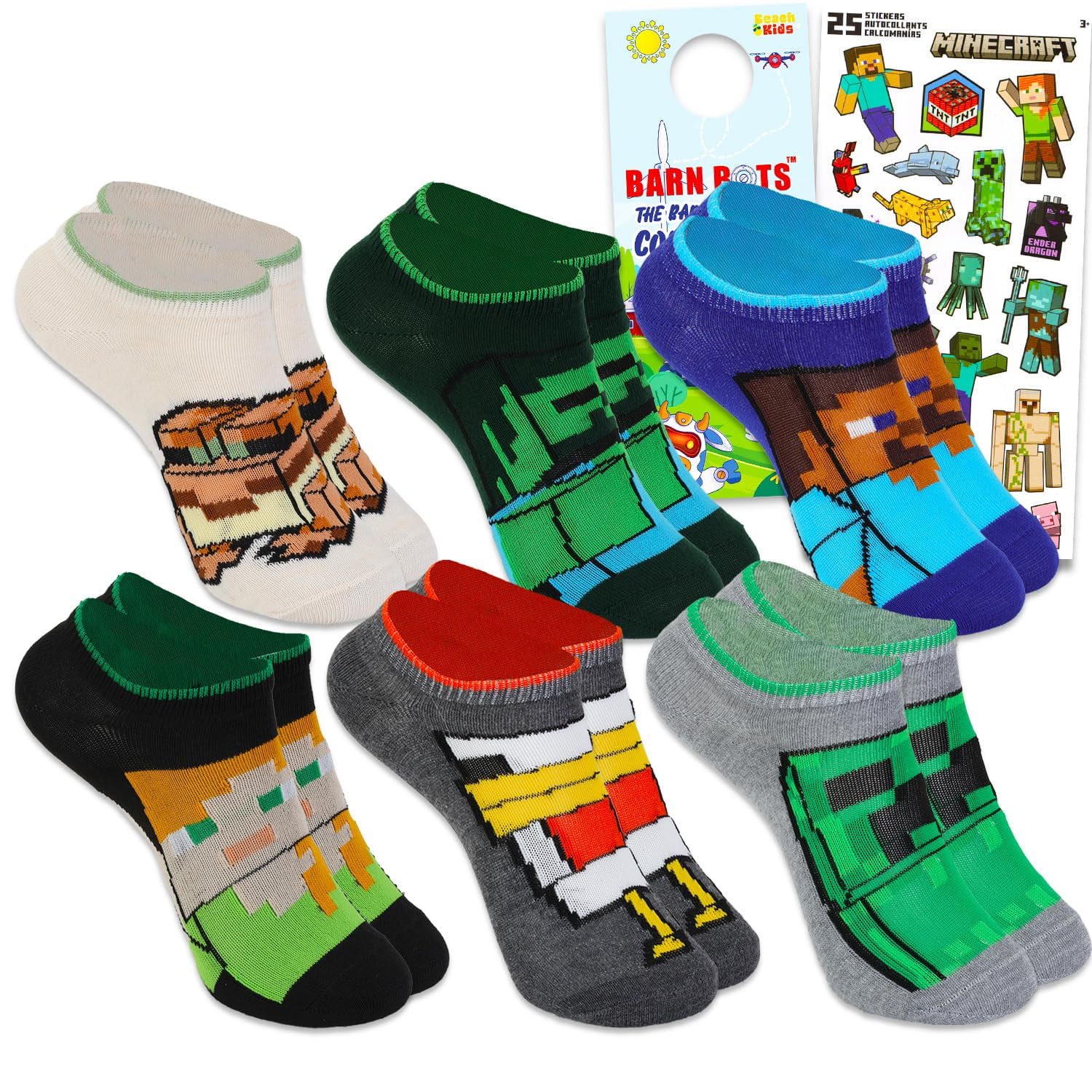 Minecraft - Set De 6 Pares De Medias Para Adolescentes Y Adultos Talla 3 9