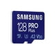thumbnail image 1 of TARJETA DE MEMORIA SAMSUNG Pro Plus Micro SD + Adaptador 128GB microSDXC Hasta 160MB / s UHS-I U3 A2 V30Full HD & 4K UHD, 1 of 2