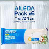 Aileda Trapero Humedo - 12 - Unidad Paquete De 6 Bolsas - 40 Cm - 60 Cm Fragancia De Coco Trapero Multiuso