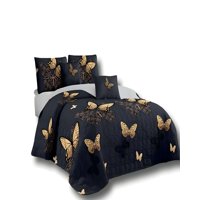 Genérico - Quilt De Verano King Diseño Mariposa Negro