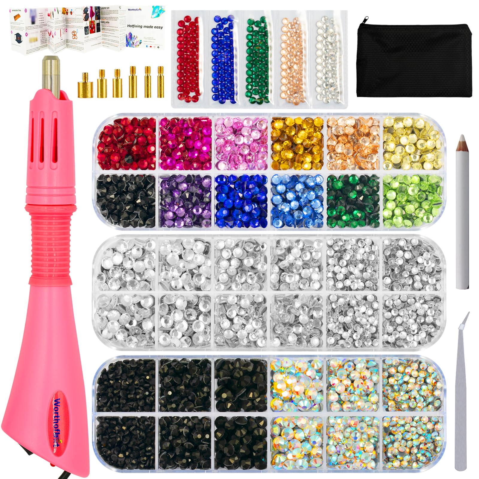 El Kit Aplicador Hotfix Bedazzler Worthofbest Con 5200 Diamantes De Imitación
