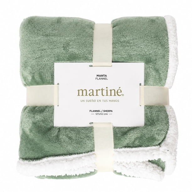 Manta Martiné Flannel Sherpa 127x152 cm Verde musgo
