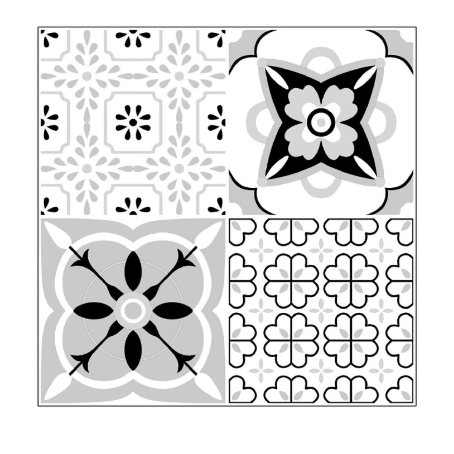 Mobii - Piso Vinilico Adhesivo. Simil Ceramica. 0,9 M2. 0202 Negro