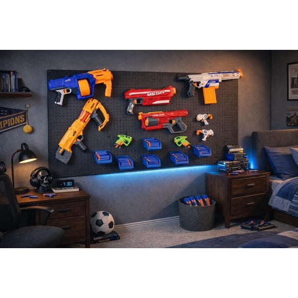 Kit Organizador Para Nerf Con 6 Contenedores Y 20 Ganchos