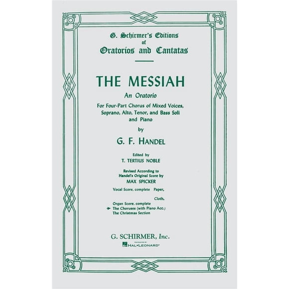 Partes de coro G. Schirmer, Inc. Messiah – 148 págs SATB