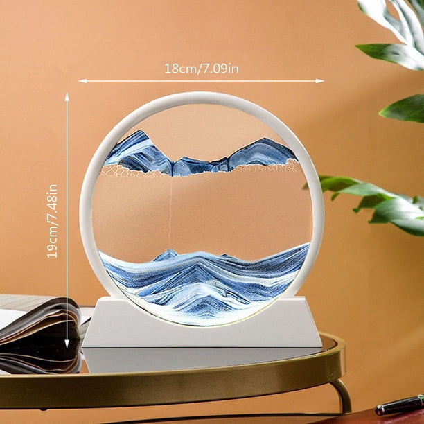 1pc Moving Sand Art Picture Round/Rectangular Glass 3D Deep Sea Sandscape In Motion Display Flowing Sand Frame Relaxing Desktop Home Office Work Decor