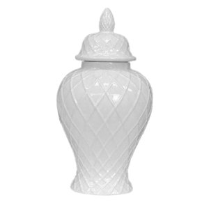 Magideal - Moderno Tarro De Cerámica Para Jengibre Con Tapa, Tarro De Almacenamiento De Porcelana, Jarrón De Brotes, Contenedores Para Arreglos Florales, Centro 20X20X42Cm