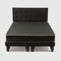 Cama Europea Espumix New Basic Black 2 Plazas + Respaldo Punto
